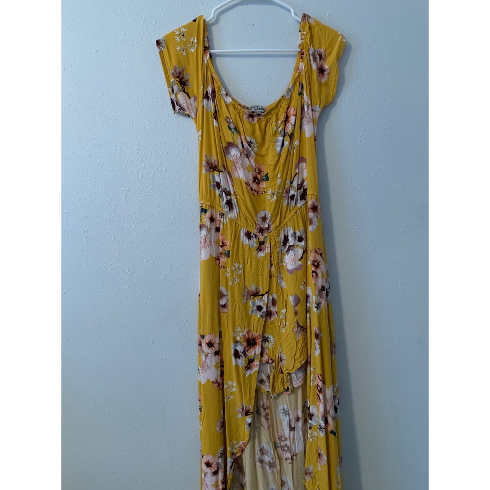 yellow flower over the  shoulder romper